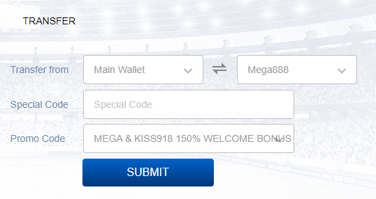 150% mega888 welcome bonus